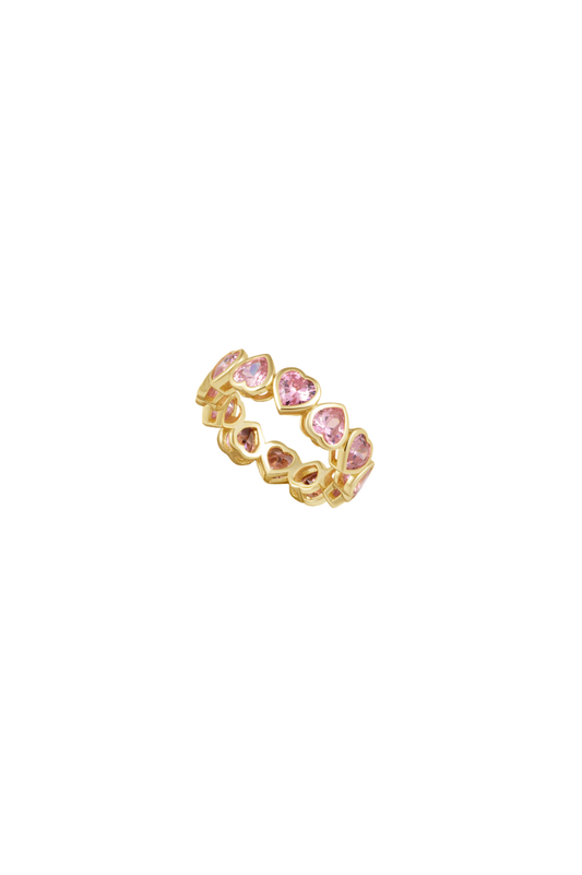 Bezel Heart Ring Pink - Pink - Sahira Jewelry