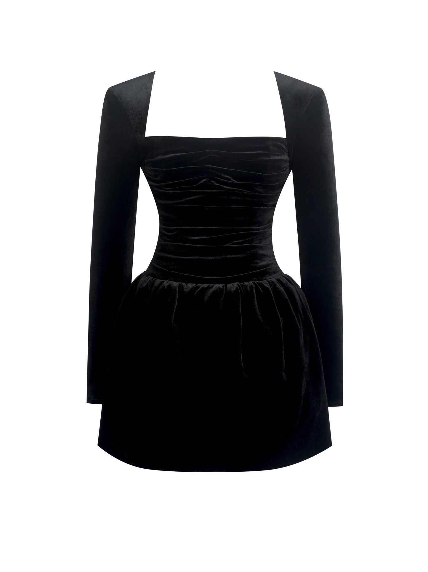 Catrina Black Velvet Mini Dress - Miss Circle