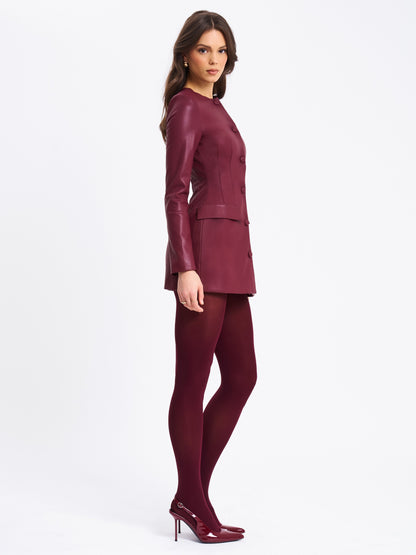 Baila Burgundy Vegan Leather Blazer Mini Dress - Miss Circle