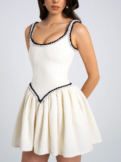 Coco Tweed V Waist Mini Dress - Miss Circle