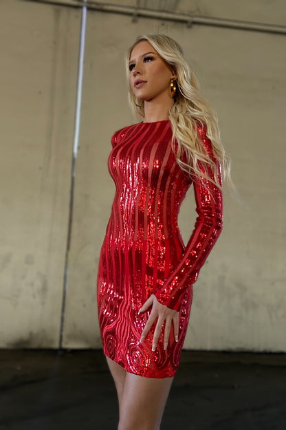Yarelli Sequin Dress - Red