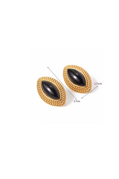 Lainey Black Gold Stud Earrings