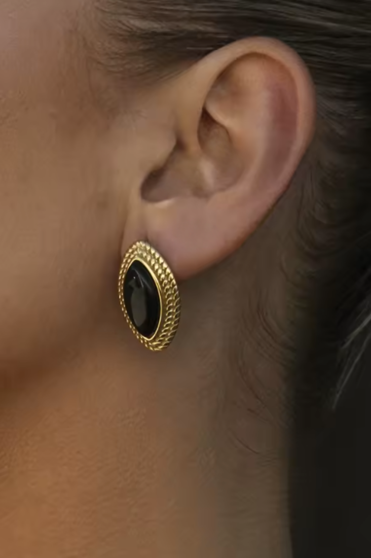Lainey Black Gold Stud Earrings
