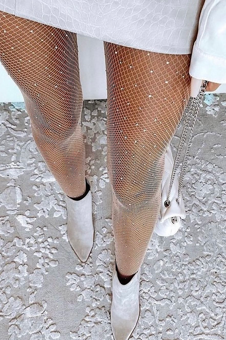 White fishnet deals tights