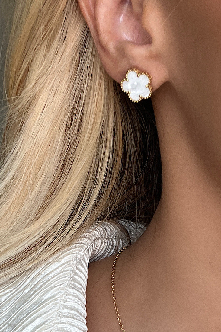 Clover Earrings - White