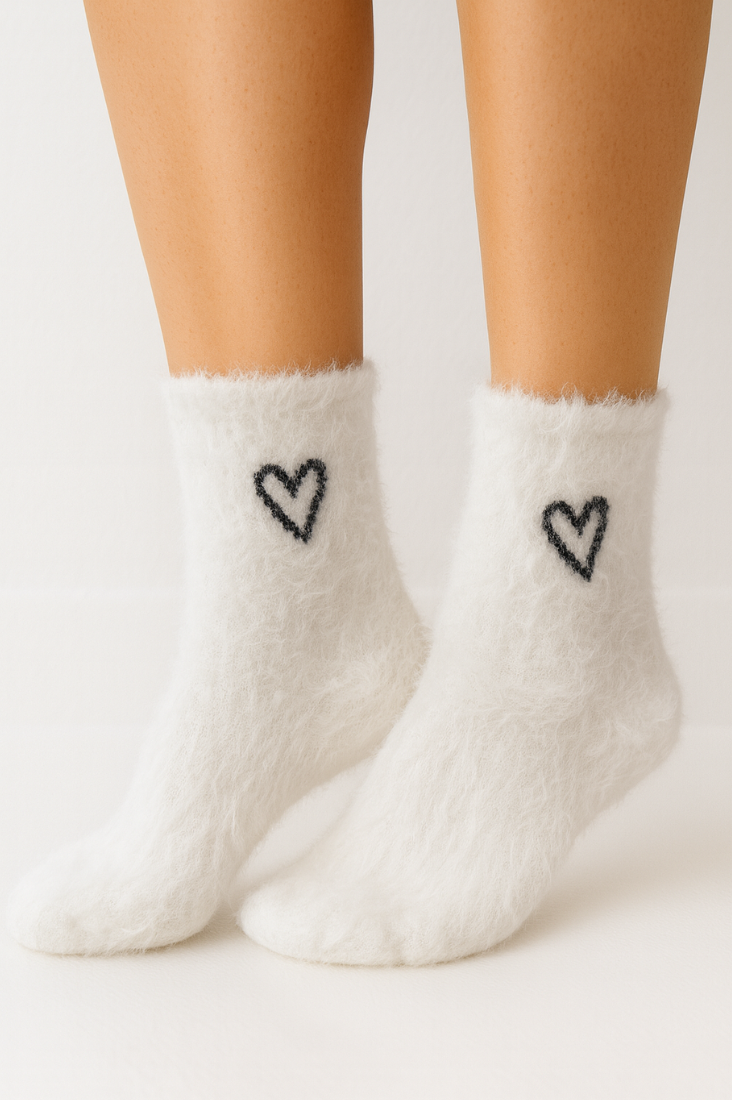 Ultra Fuzzy Heart Socks
