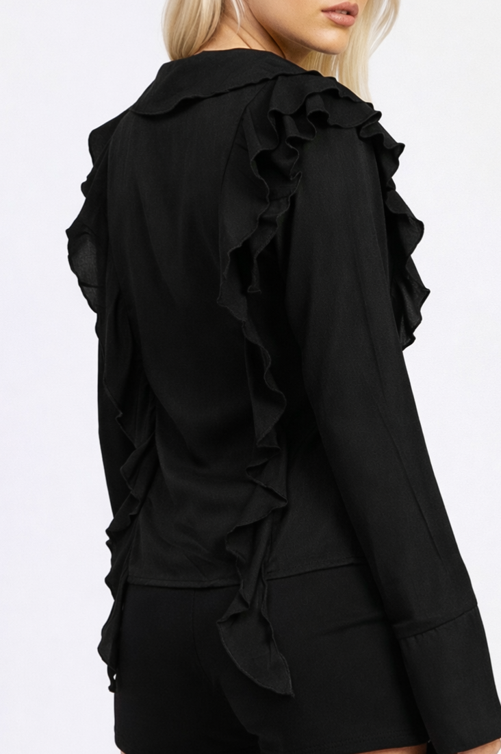 Ivy Ruffled Top - Black