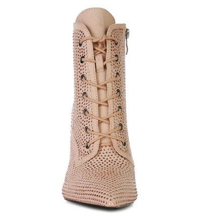 Nyra Stone Lace Up Booties