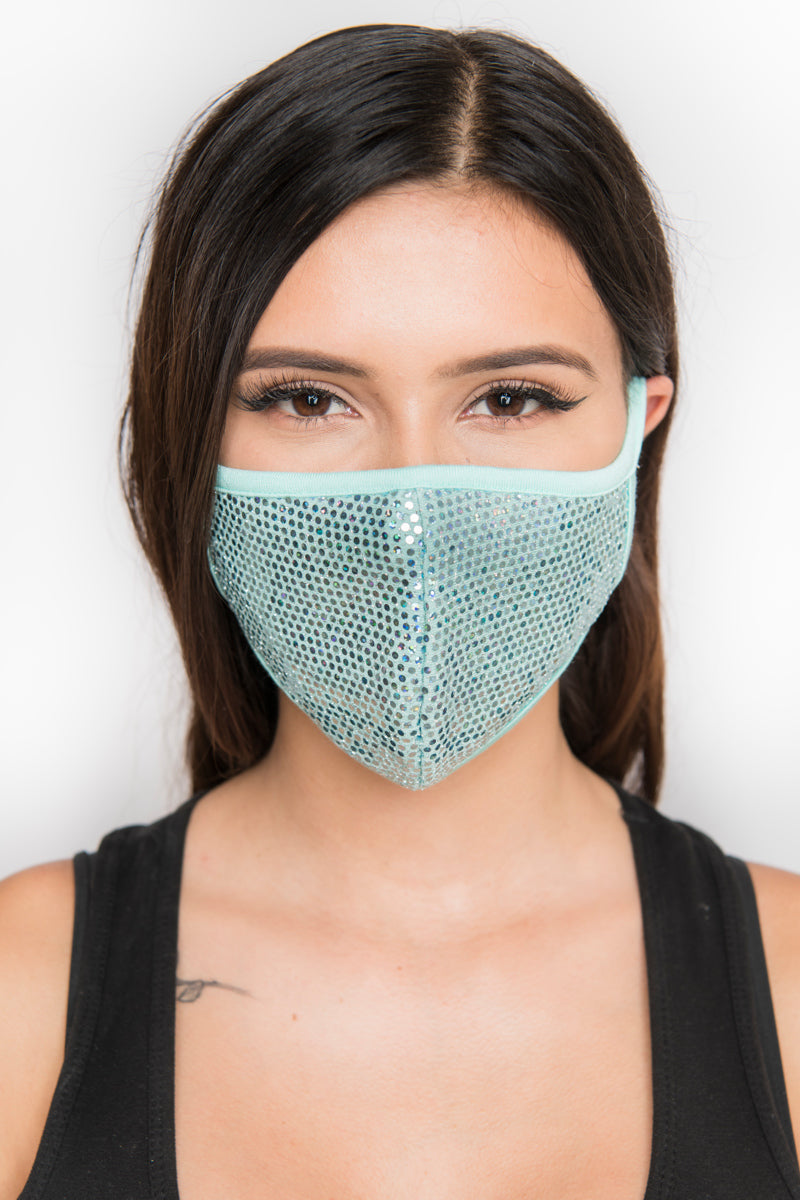 Sequin Face Mask - Teal