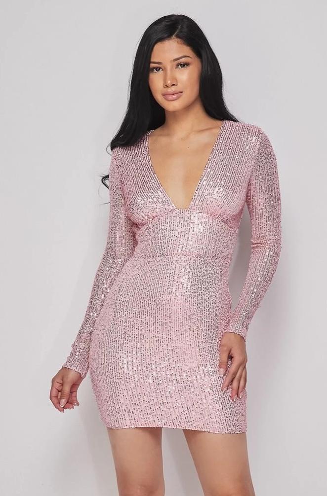 Style Sapphire Chanel Sequin Mini Dress - Pink Medium
