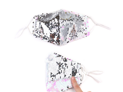 Reversible Sequin Face Mask - Iridescent/Silver
