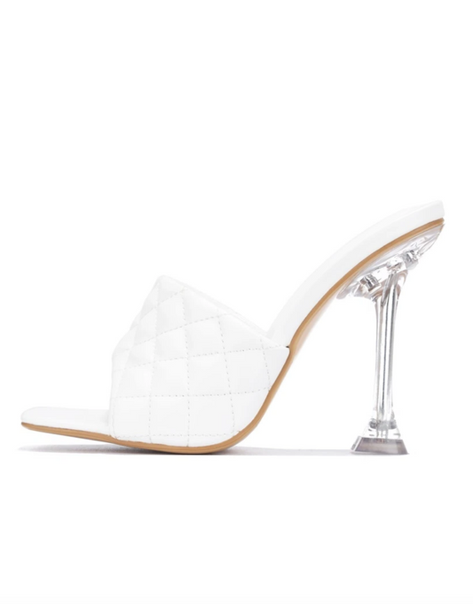 Audrey Quilted Heels - White